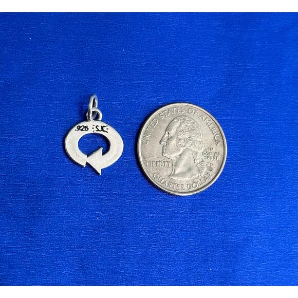 Sterling Silver Recycle Symbol and Word Charm, Recycle Symbol Recycle Word Charm - Picture 4 of 4